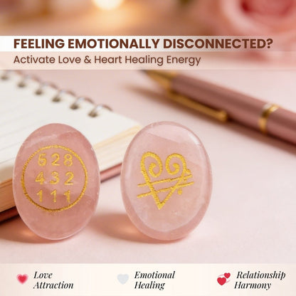 Natural Rose Quartz Crystal Stone with Switch Word & Zibu Symbol for Love & Realtionship Reiki Healing - 1pc - plusvalueindia