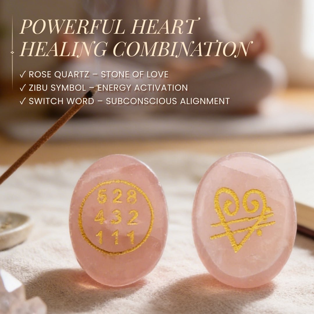 Natural Rose Quartz Crystal Stone with Switch Word & Zibu Symbol for Love & Realtionship Reiki Healing - 1pc - plusvalueindia