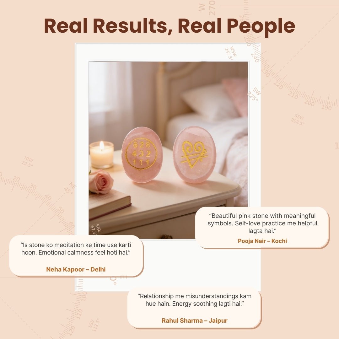Natural Rose Quartz Crystal Stone with Switch Word & Zibu Symbol for Love & Realtionship Reiki Healing - 1pc - plusvalueindia