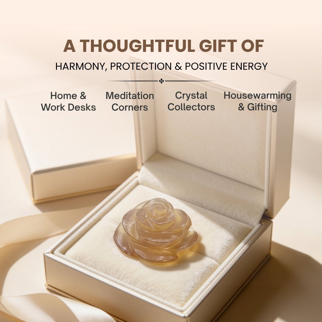 Natural glassy transparency and subtle internal veil inclusions visible through Smoky Quartz flower