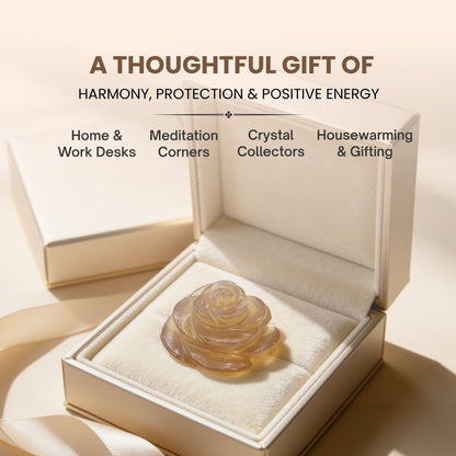 Natural glassy transparency and subtle internal veil inclusions visible through Smoky Quartz flower