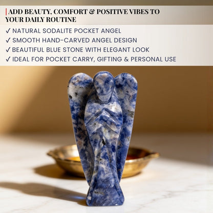 Sodalite Angel Guardian for Protection from Electro Stress, Over Emotional - Reiki, Healing Crystal Aura Chakra Therapy - plusvalueindia