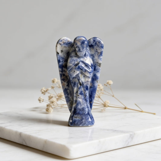 Sodalite Angel Guardian for Protection from Electro Stress, Over Emotional - Reiki, Healing Crystal Aura Chakra Therapy - plusvalueindia