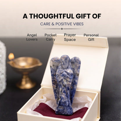 Sodalite Angel Guardian for Protection from Electro Stress, Over Emotional - Reiki, Healing Crystal Aura Chakra Therapy - plusvalueindia