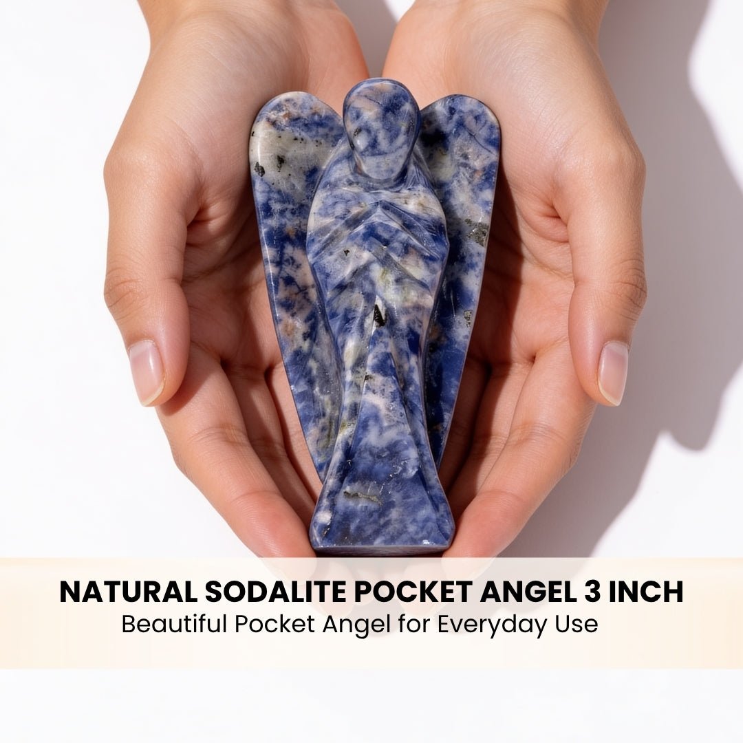 Sodalite Angel Guardian for Protection from Electro Stress, Over Emotional - Reiki, Healing Crystal Aura Chakra Therapy - plusvalueindia