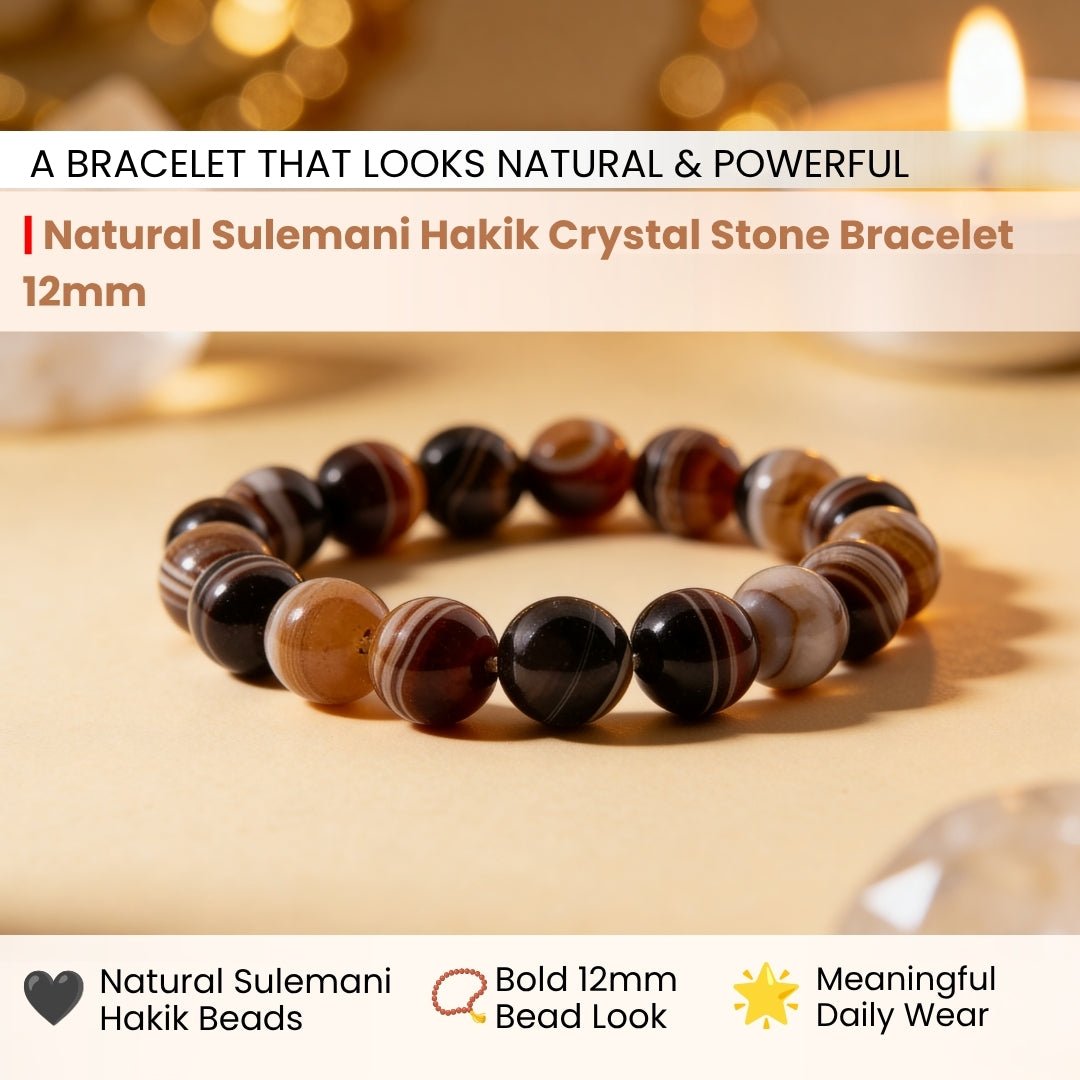 Natural Sulemani Hakik Crystal Stone Bracelet for Protection [Energized] - plusvalueindia
