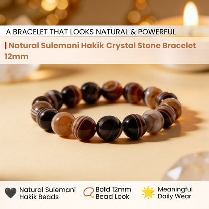 Natural Sulemani Hakik Crystal Stone Bracelet for Protection [Energized] - plusvalueindia