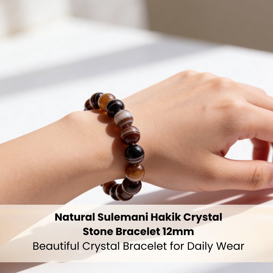 Natural Sulemani Hakik Crystal Stone Bracelet for Protection [Energized] - plusvalueindia