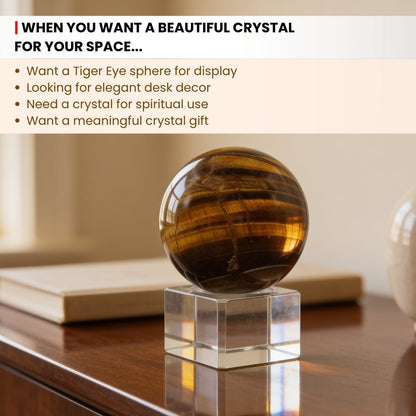 polished tiger eye ball showing its natural chatoyant sheen