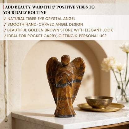 Natural Tiger Eye Angel – Protection, Grounding, and Courage - plusvalueindia