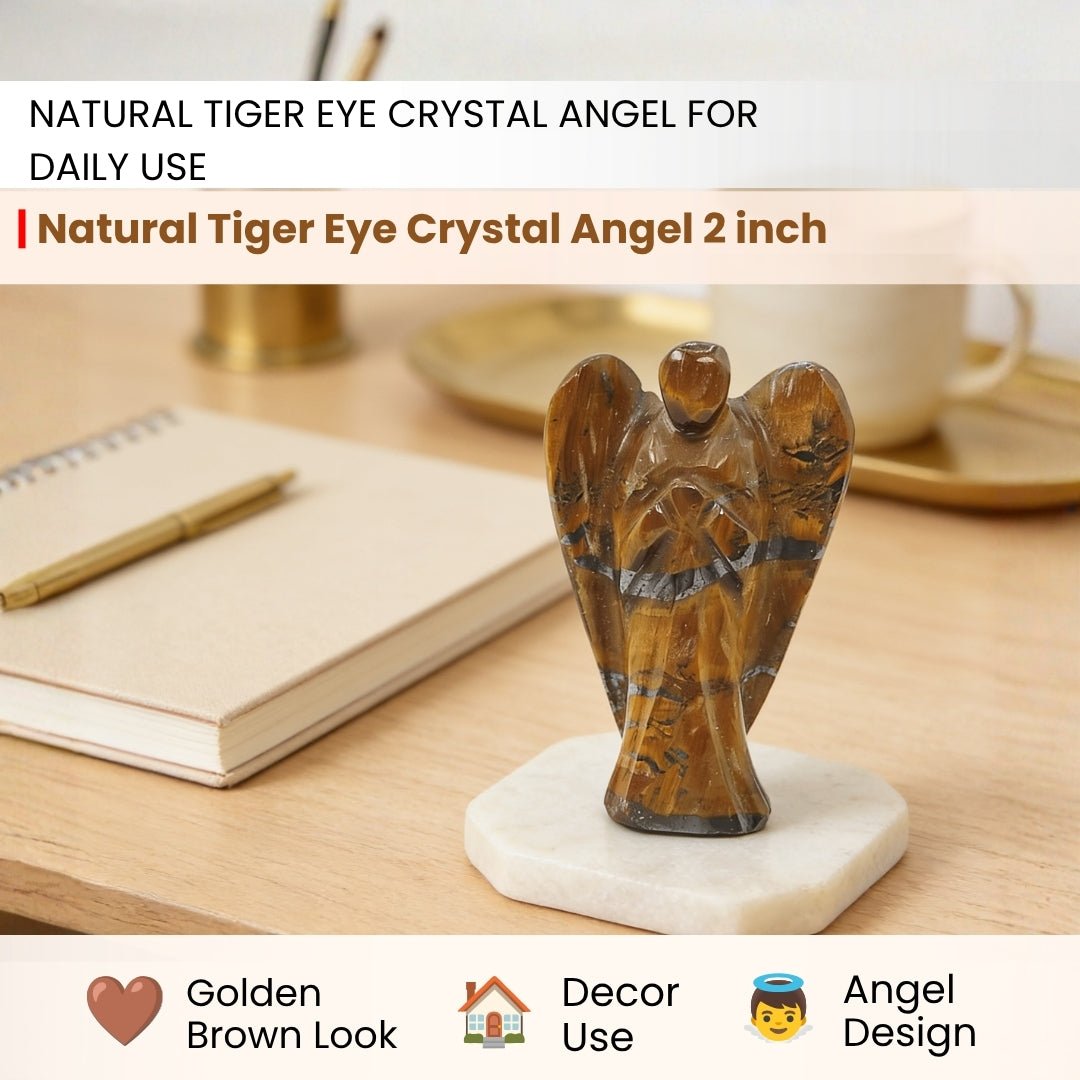 Natural Tiger Eye Angel – Protection, Grounding, and Courage - plusvalueindia