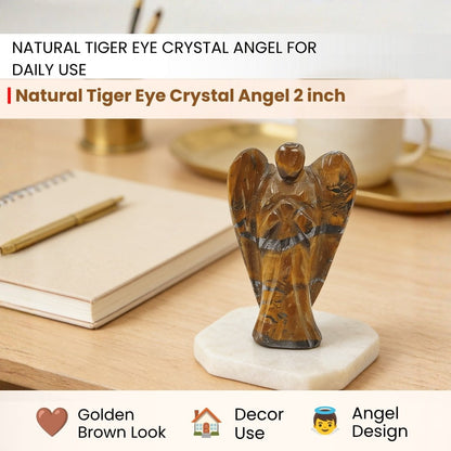 Natural Tiger Eye Angel – Protection, Grounding, and Courage - plusvalueindia
