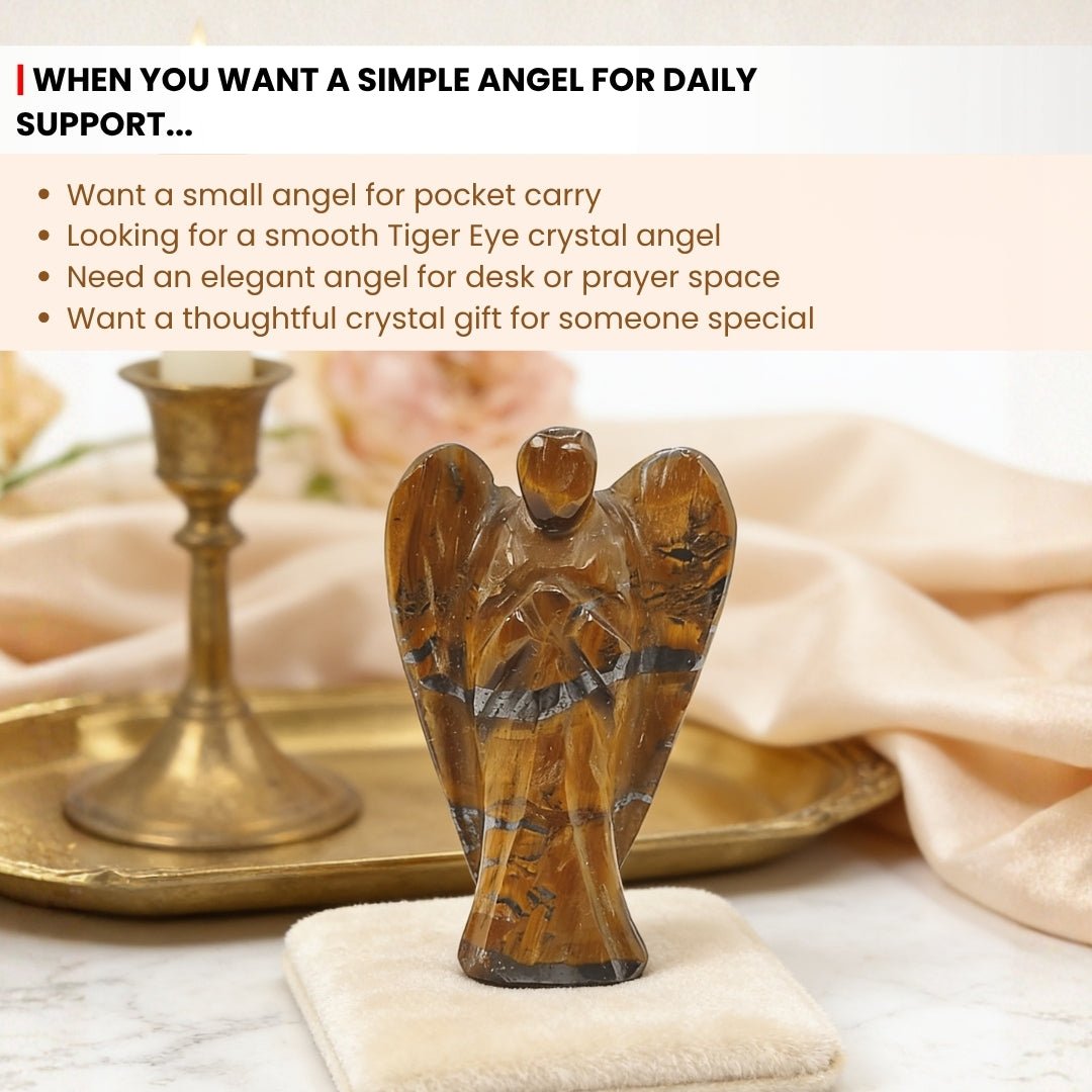 Natural Tiger Eye Angel – Protection, Grounding, and Courage - plusvalueindia