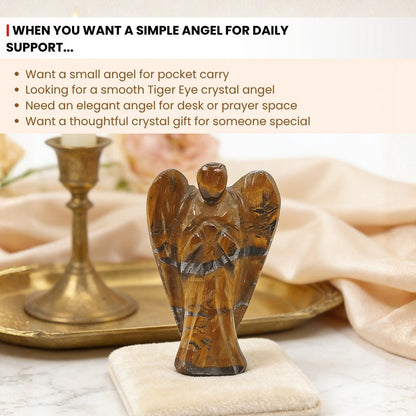 Natural Tiger Eye Angel – Protection, Grounding, and Courage - plusvalueindia