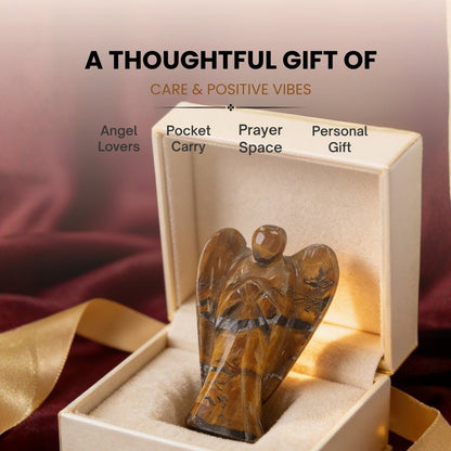 Natural Tiger Eye Angel – Protection, Grounding, and Courage - plusvalueindia