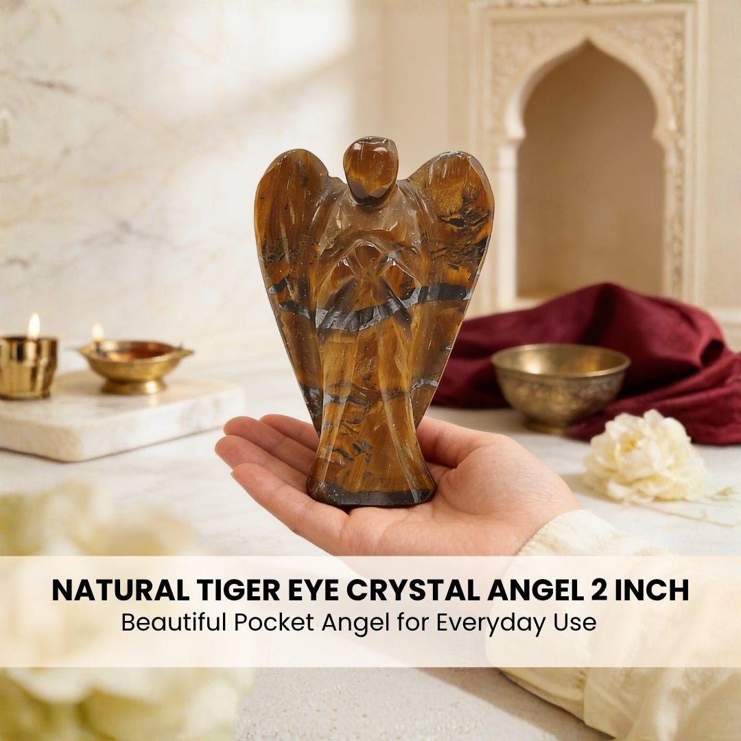 Natural Tiger Eye Angel – Protection, Grounding, and Courage - plusvalueindia