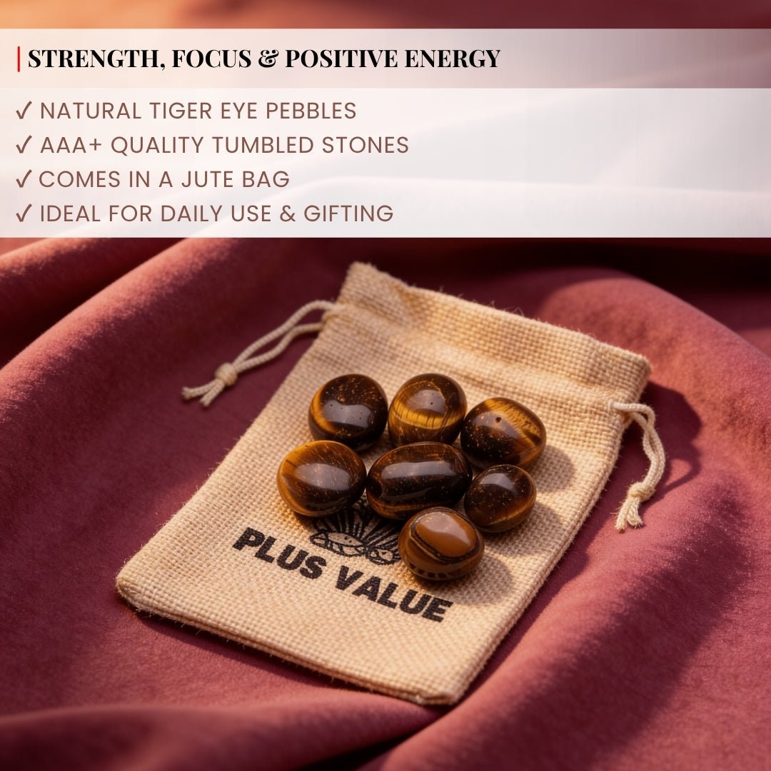100 gm tiger eye tumbled stone pebbles with the included jute bag