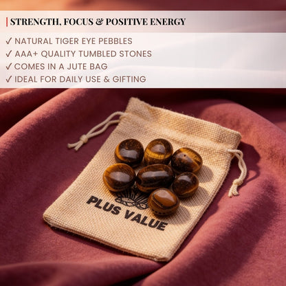 100 gm tiger eye tumbled stone pebbles with the included jute bag