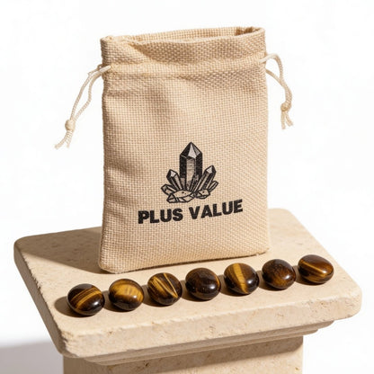 natural tiger eye tumbled stone aaa+ pebbles in a 100 gm jute bag