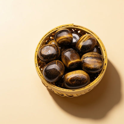 natural tiger eye tumbled stone aaa+ pebbles in a 200 gm basket