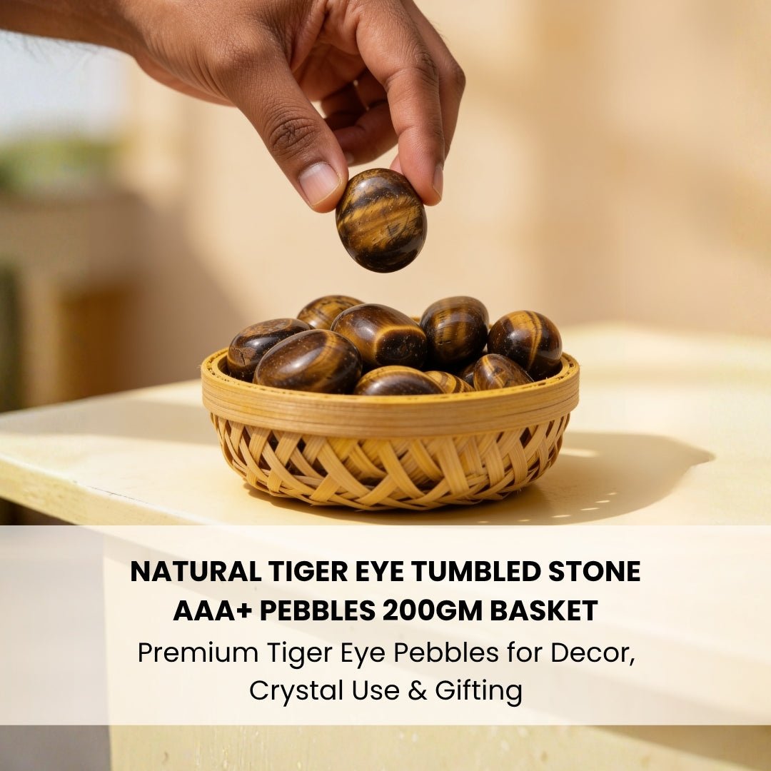 natural tiger eye pebble showing its reflective golden-brown sheen