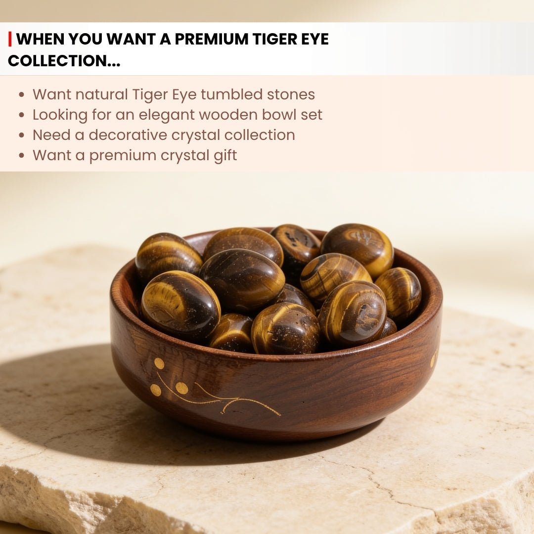 golden to red-brown tiger eye pebbles with natural banded patterns