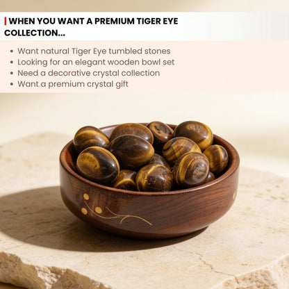 golden to red-brown tiger eye pebbles with natural banded patterns