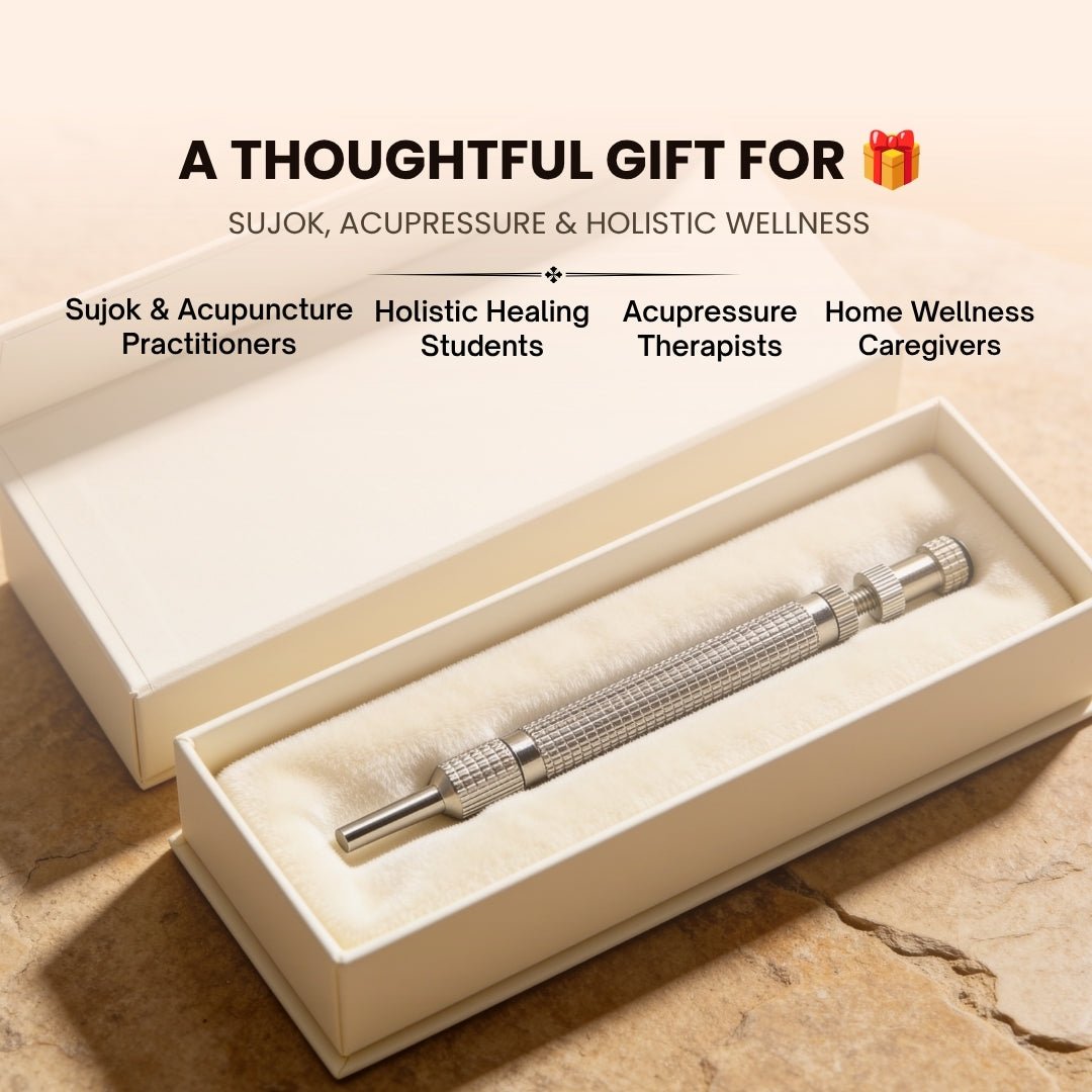 Hollow barrel chamber with magnetic needle holder demonstrating secure loading of Sujok micro needles