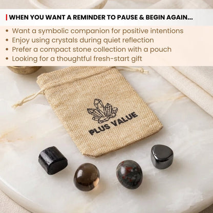 Scale measurement graphic displaying 15 mm to 25 mm tumbled crystals included in the Negativity Nixer set