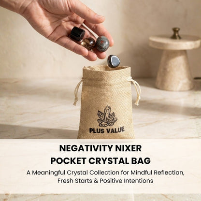 Handful of smooth polished protection crystals resting in palm showing portable pocket size and tactile finish