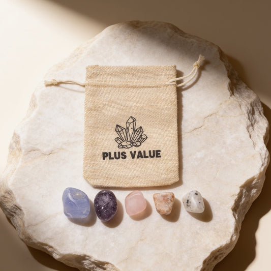 New Beginnings pocket crystal kit featuring intention tumbled stones inside a drawstring pouch