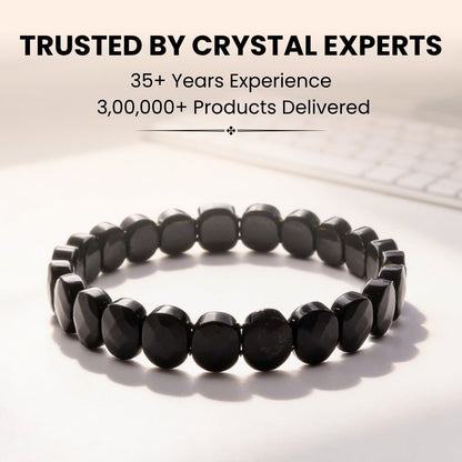 Black Tourmaline Bracelet for Protection - Healing Crystal Band for Negative Energy Shield, Men & Women - plusvalueindia