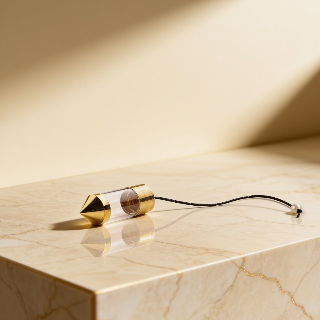 new brass bottle dowsing pendulum with chain and gold-colour finish