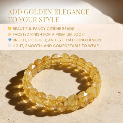 New Faceted Fancy Citrine Bracelet for Financial Luck [Stylish for Men & Women] - plusvalueindia