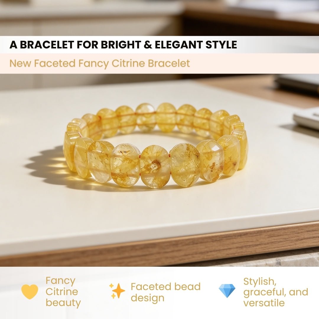 New Faceted Fancy Citrine Bracelet for Financial Luck [Stylish for Men & Women] - plusvalueindia