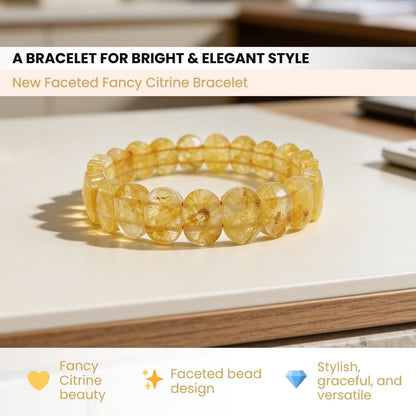 New Faceted Fancy Citrine Bracelet for Financial Luck [Stylish for Men & Women] - plusvalueindia