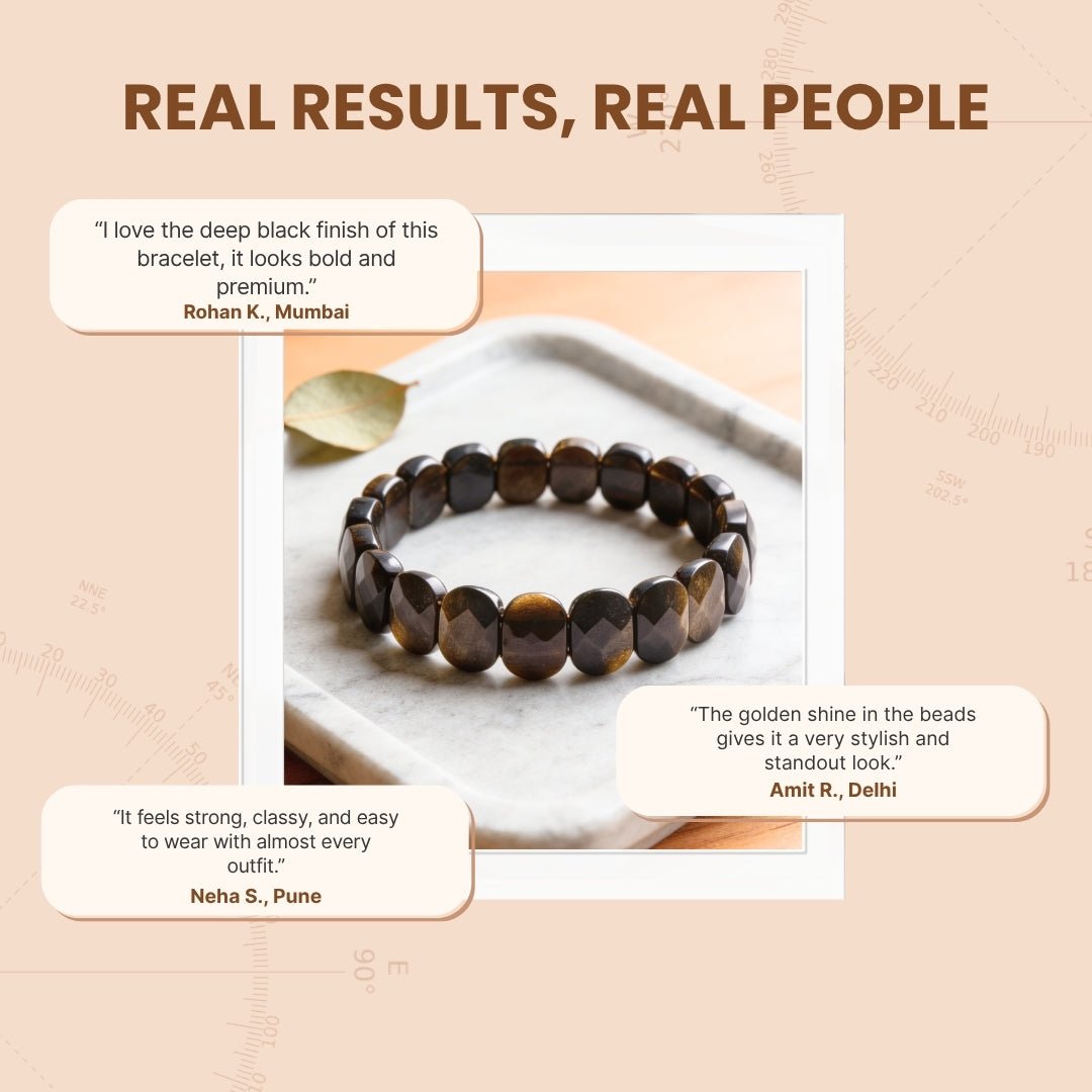 New Golden Black Obsidian Bracelet - plusvalueindia