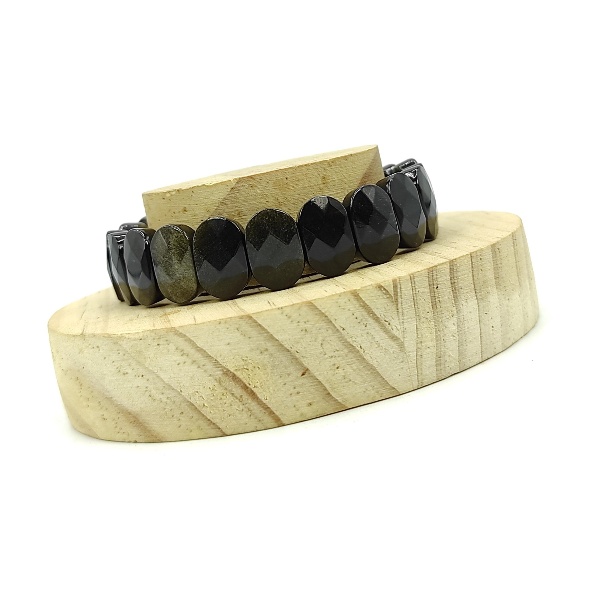 new golden black obsidian bracelet healing crystal reiki