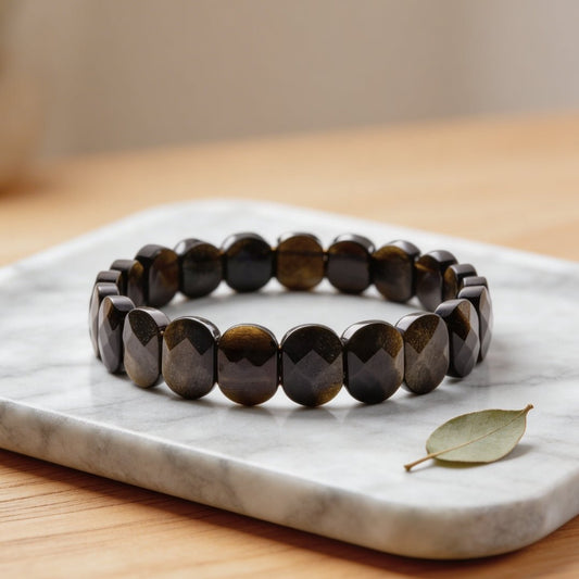 New Golden Black Obsidian Bracelet - plusvalueindia