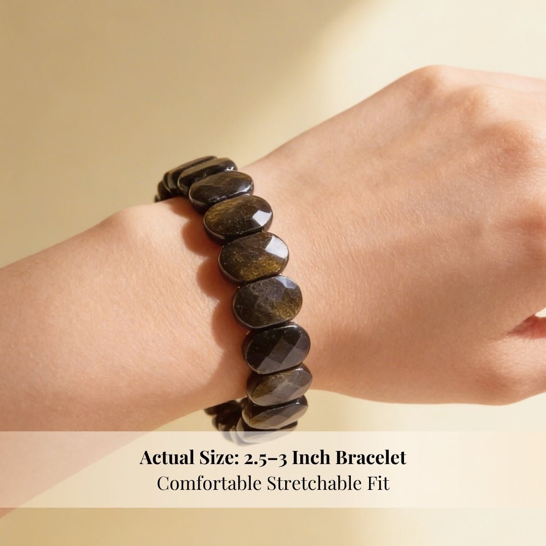 New Golden Black Obsidian Bracelet - plusvalueindia