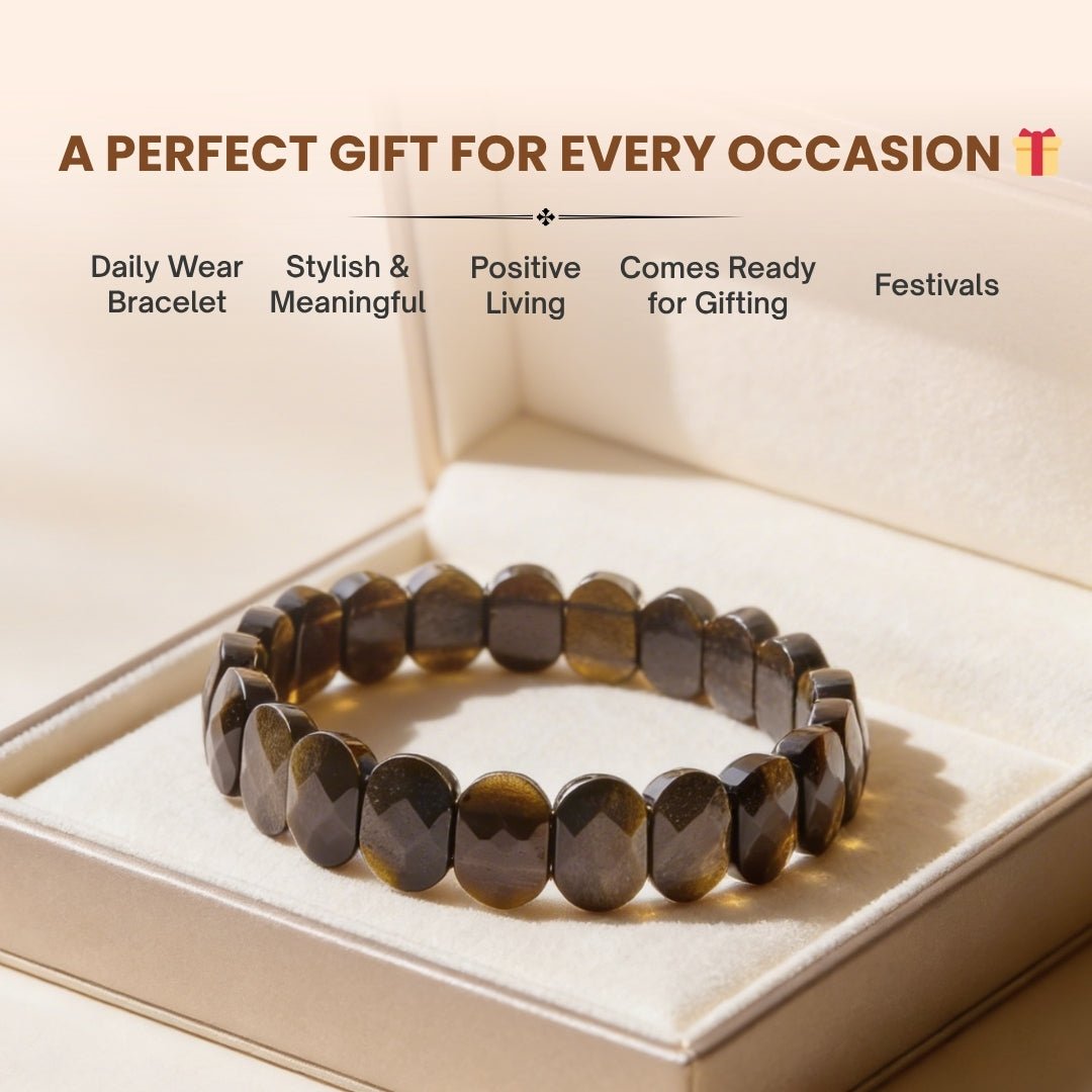 New Golden Black Obsidian Bracelet - plusvalueindia