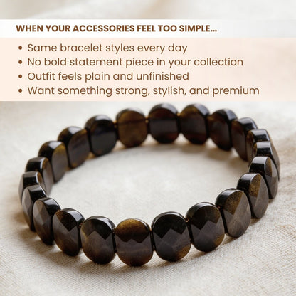 New Golden Black Obsidian Bracelet - plusvalueindia