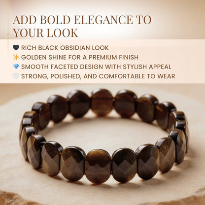 New Golden Black Obsidian Bracelet - plusvalueindia