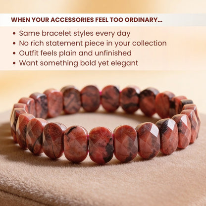 New Premium Rhodonite Bracelet for Emotional Shock and Panic | Stylish Charm Crystal Bracelet for Men Women Boys and Girls (1pc, Jute Bag) - plusvalueindia