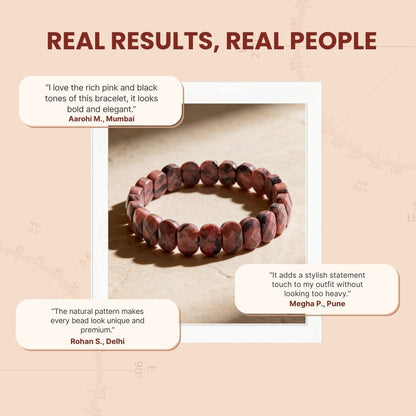 New Premium Rhodonite Bracelet for Emotional Shock and Panic | Stylish Charm Crystal Bracelet for Men Women Boys and Girls (1pc, Jute Bag) - plusvalueindia
