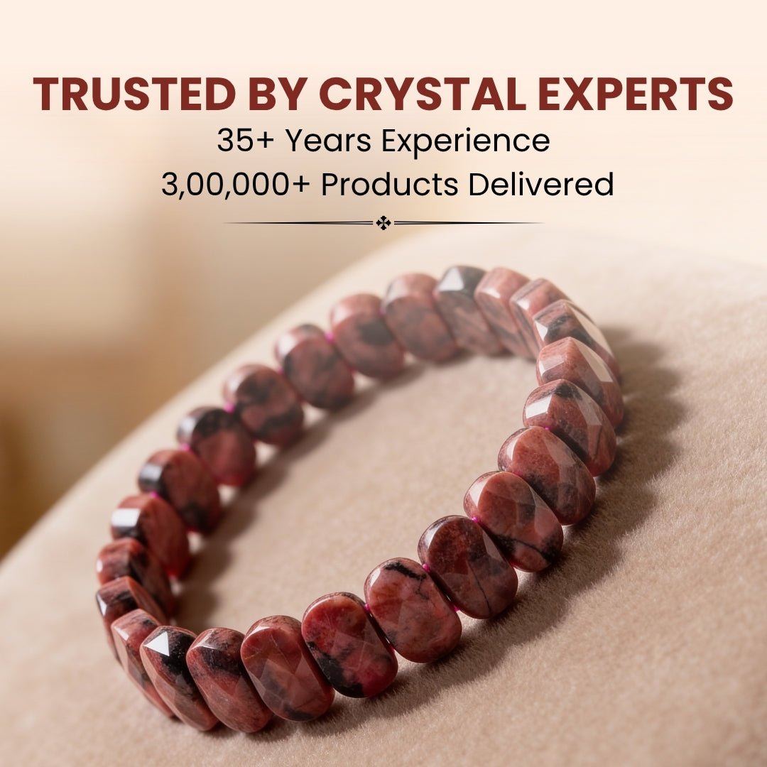 New Premium Rhodonite Bracelet for Emotional Shock and Panic | Stylish Charm Crystal Bracelet for Men Women Boys and Girls (1pc, Jute Bag) - plusvalueindia