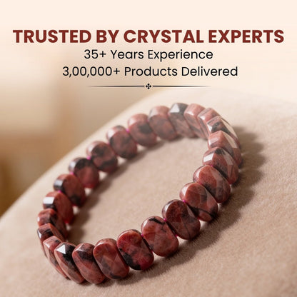 New Premium Rhodonite Bracelet for Emotional Shock and Panic | Stylish Charm Crystal Bracelet for Men Women Boys and Girls (1pc, Jute Bag) - plusvalueindia