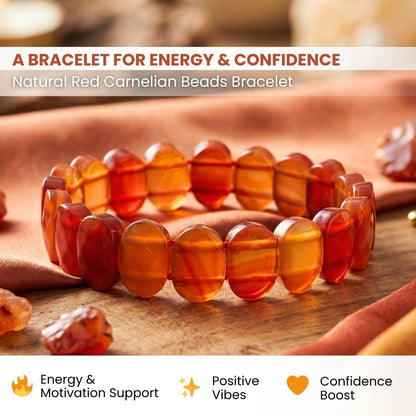 New Red Carnelian Beads Bracelet For Men & Women - plusvalueindia