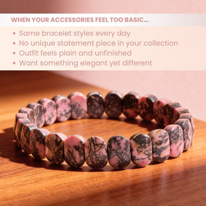 New Rhodonite Bracelet for Emotional Shock and Panic | Stylish Charm Crystal Bracelet for Men Women Boys and Girls (1pc, Jute Bag) - plusvalueindia