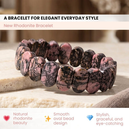 New Rhodonite Bracelet for Emotional Shock and Panic | Stylish Charm Crystal Bracelet for Men Women Boys and Girls (1pc, Jute Bag) - plusvalueindia